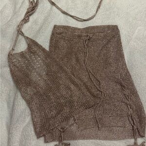 Metallic Knit 2-Piece Set (Top + Skirt) ✨ Size S/M